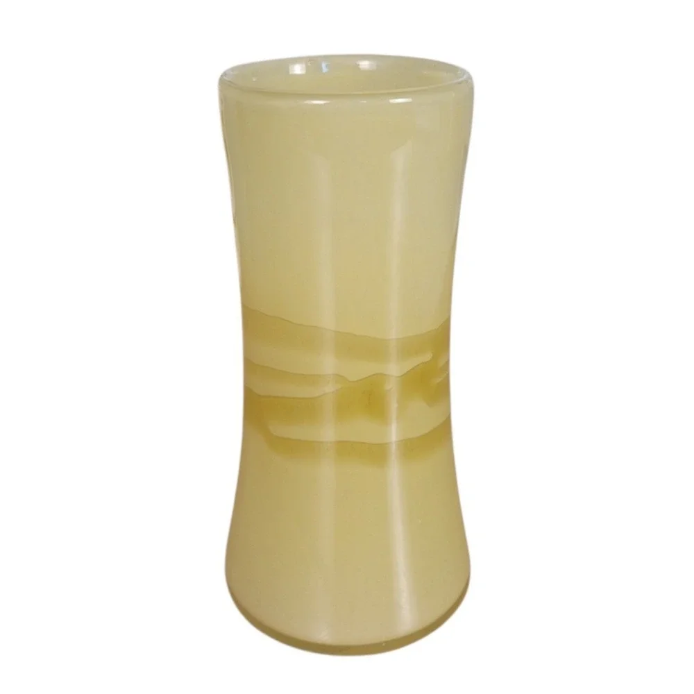 VTG MCM 1960 Butterscotch‎ Hand Blown Hung Glass Vase 6.25
